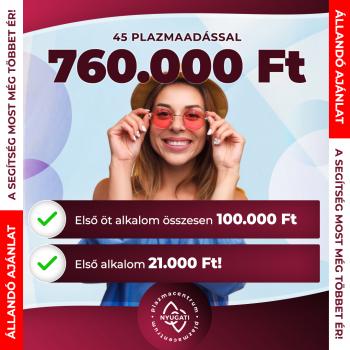 45 plazmaadással 760.000 Ft