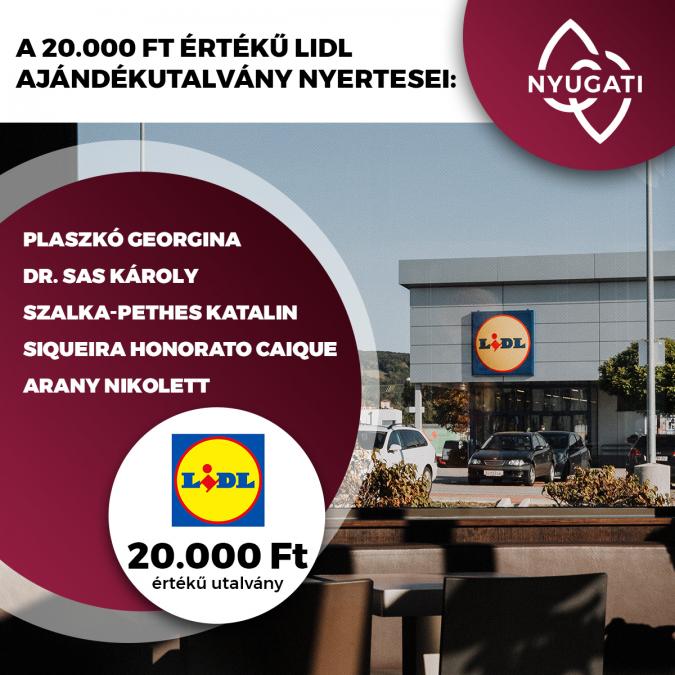 A 30.000 Ft értékű Lidl ajándékutalvány nyertesei!